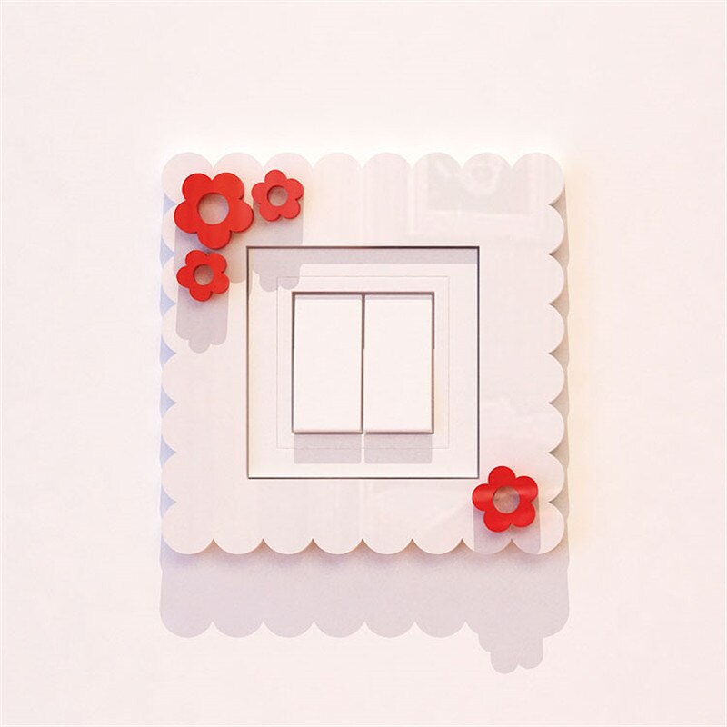 Light Switch Stickers Acrylic Switch Poster Modern Style Living Room Switch Decorative Wall Stickers DIY Art Wallpaper: Flower Red