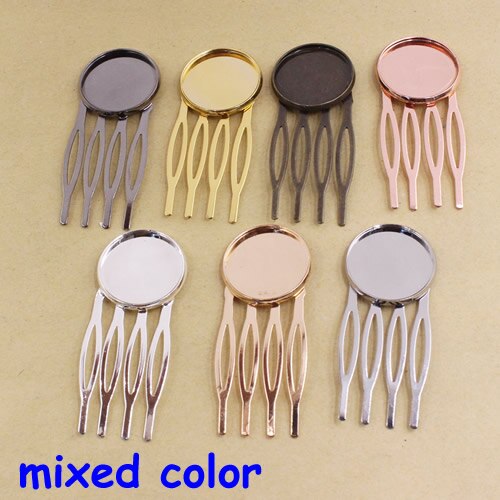 Fit 20mm Koperen Kam Haarspelden Blank Cabochon Instellingen Hair Clips Accessoires 22x52mm 7 stks/partij K05467