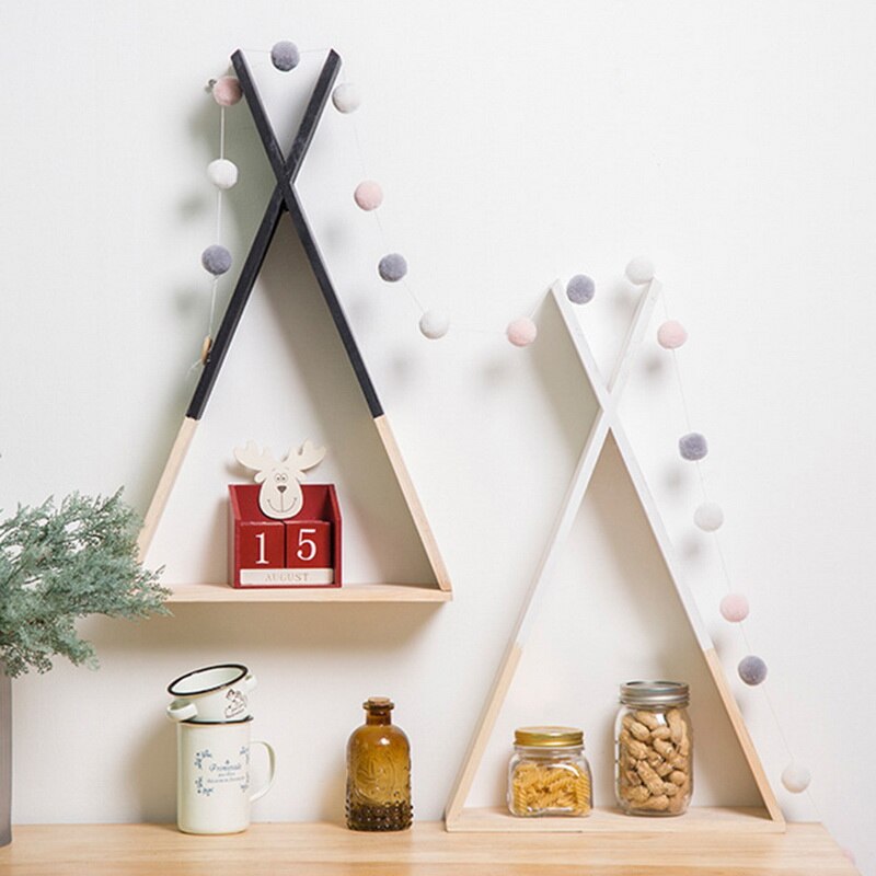 Bedroom Hanging Wall Shelves Wood Wall-Mounted Shelves Decorative Storage Display Shelf