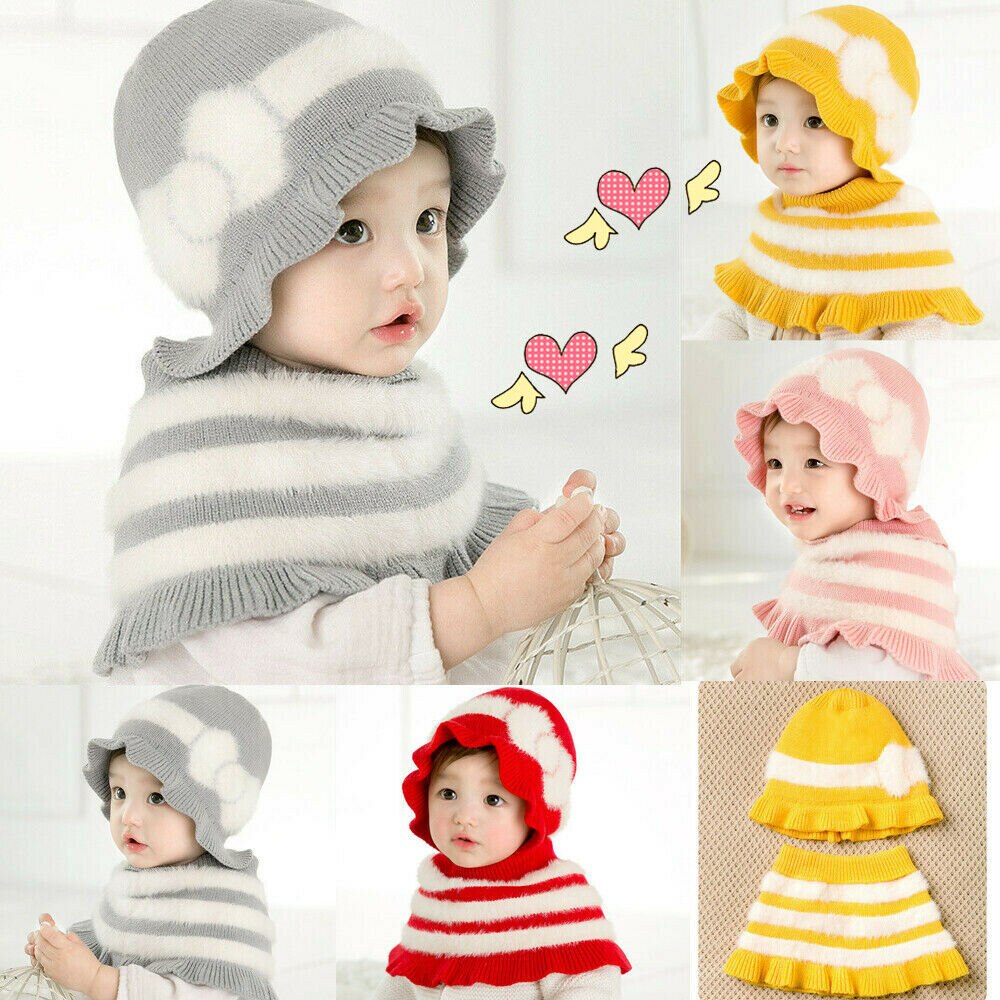 Leuke Peuter Kids Meisje en Jongen Baby Winter Warm Haak Muts Beanie Cap + Sjaal