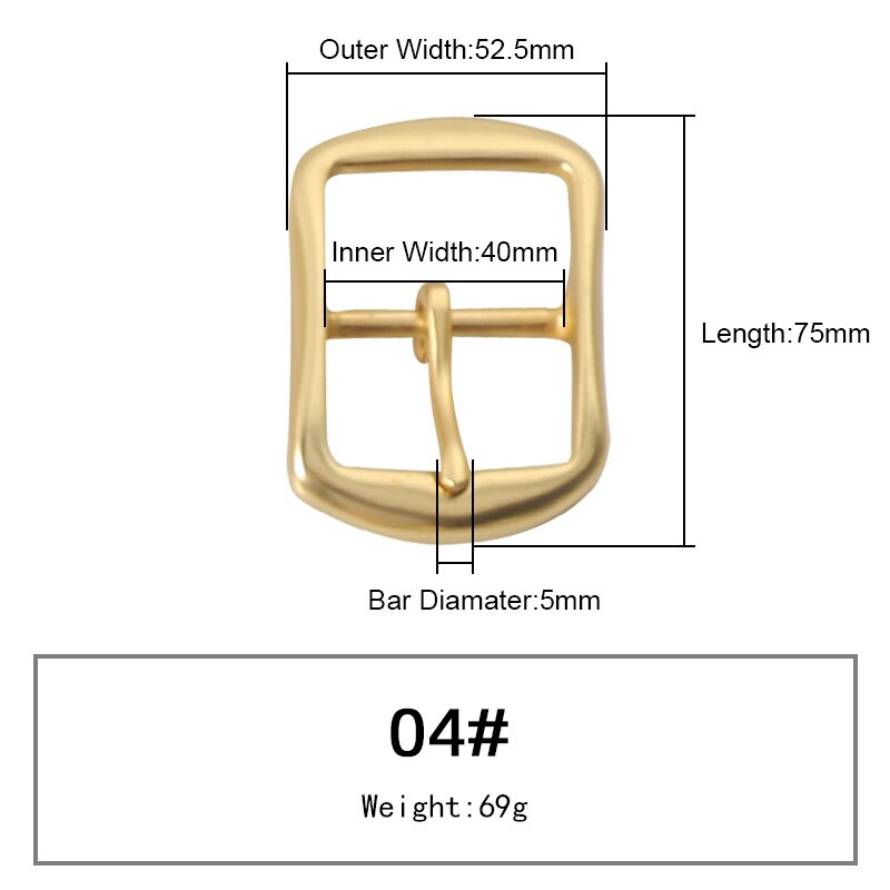 WUTA Solid Brass Belt Buckle Pure Copper Women Men&#39;s Pin Buckle Manual DIY Leather Craft Hardware-Various Size: 004