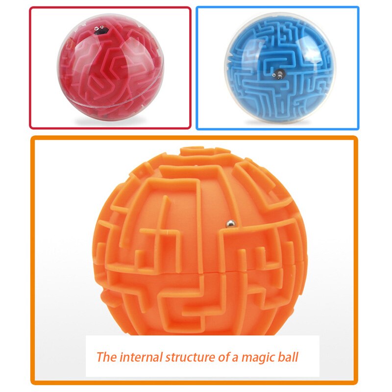 3D Doolhof Bal Interessante Labyrinth Puzzel Game Ligence Uitdagende Drie-Dimensionale Doolhof Training Speelgoed Cadeau Voor Kid, Oranje