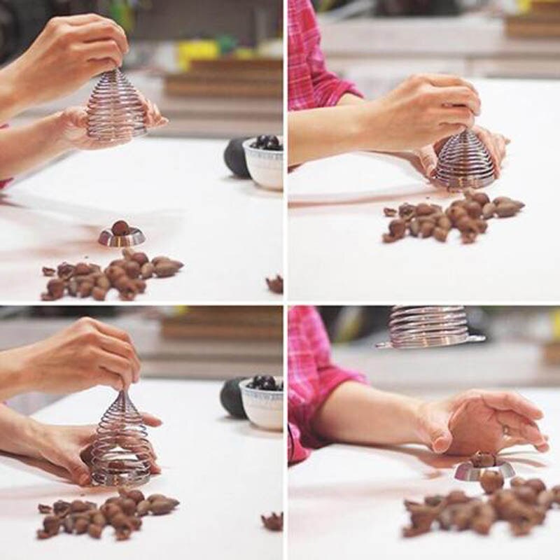 Walnut Open Tools Nut Cracker Stainless Steel Spiral Spring Metal Nutcracker FBE3