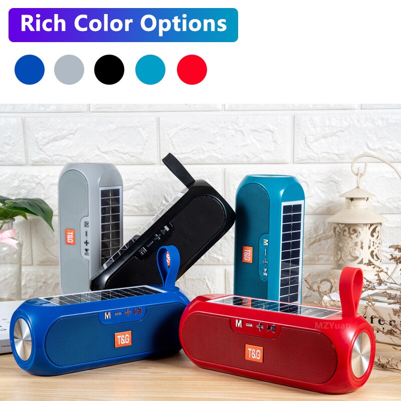 Portatile Colonna WirelessBluetooth bass Speaker Stereo Music Box Solare Accumulatori E Caricabatterie Di Riserva Boombox Impermeabile USB AUX FM radio super bass