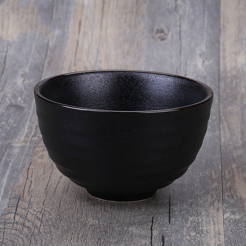 Bol en céramique japonais et coréen de 4.5 pouces, riz à motif d'anneau, bol Matcha japonais, bol à Dessert, bol à soupe, bol Ramen: Black charm