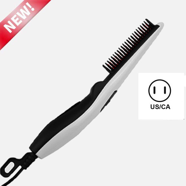 Electric Beard Straightener Comb 30s Quick Heated Brush Styler Travel Hair Styler Fast Warm-up Hair Straightener TW#3: US Plug