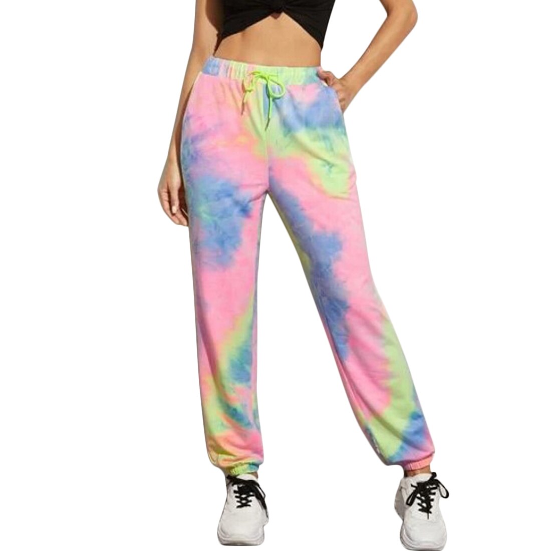 Tie Dye Streetwear Cargo Broek Vrouwen Preppy Stijl Meisje Outfits Hoge Waisted Straight Jogger Broek Gothic: 2 / S