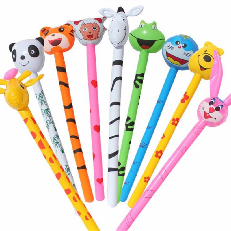 1 stück zufällige farbe Cartoon Hammer waffe Baby PVC Aufblasbare Spielzeug Tier Holz Club Cartoon Lange Spielzeug Kinder Spielen