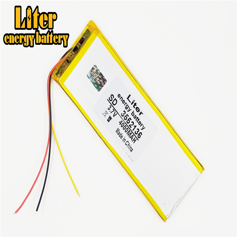 3 line 3.7V 3552136 4000MAH 3550135 lithium Tablet polymer battery tablet MID panel