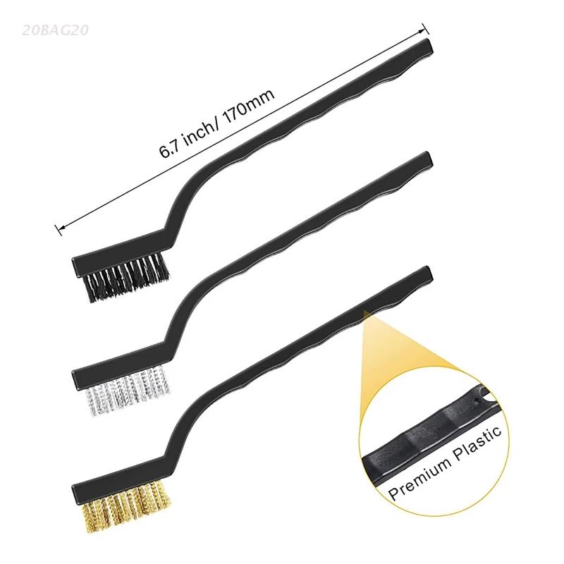 3D Printer Cleaner Tool Copper / Steel/ Nylon Wire Brushes Set for Nozzle Block Hotend Cleaning Bed Clean 12cm