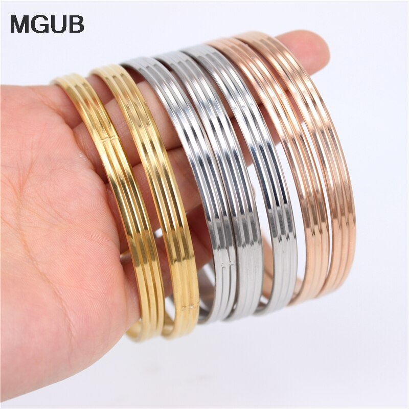 6mm de large trois lignes 3 couleur 70cm de diamètre en acier inoxydable 7 pièces/ensemble combinaison bracelets femmes accessoires LH476