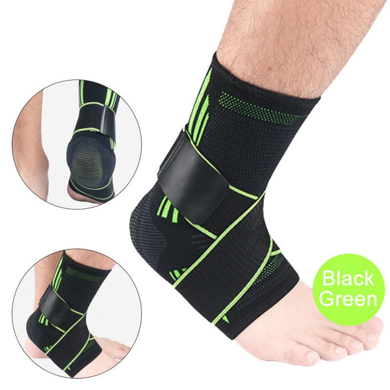 1 Uds. Tobillera elástica a presión, soporte para tobillera ajustable, vendaje para prevención de esguince, protector deportivo de equipo de protección para pies: 03 Black-green / L