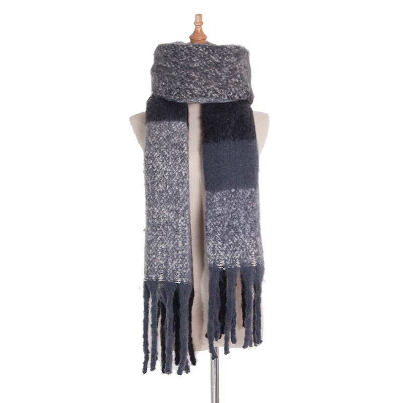 Moda barato grande xadrez cachecol inverno marca de luxo caxemira quente cachecóis feminino 2019 xale com borlas bufandas hombre: Cinza