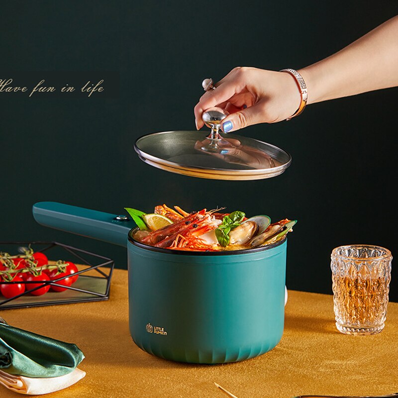 1.2l elektrisk kokgryta multispis hotpot stekpanna elektrisk gryta matlagningsmaskin hushålls mat ångkokare non-stick 300w/600w