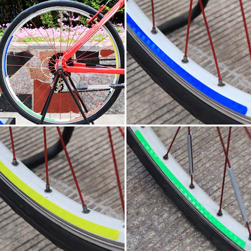 Pegatina reflectante para neumáticos de bicicleta pegatinas para llantas de rueda llanta de bicicleta, reflectantes fluorescentes, accesorios para ciclismo de montaña