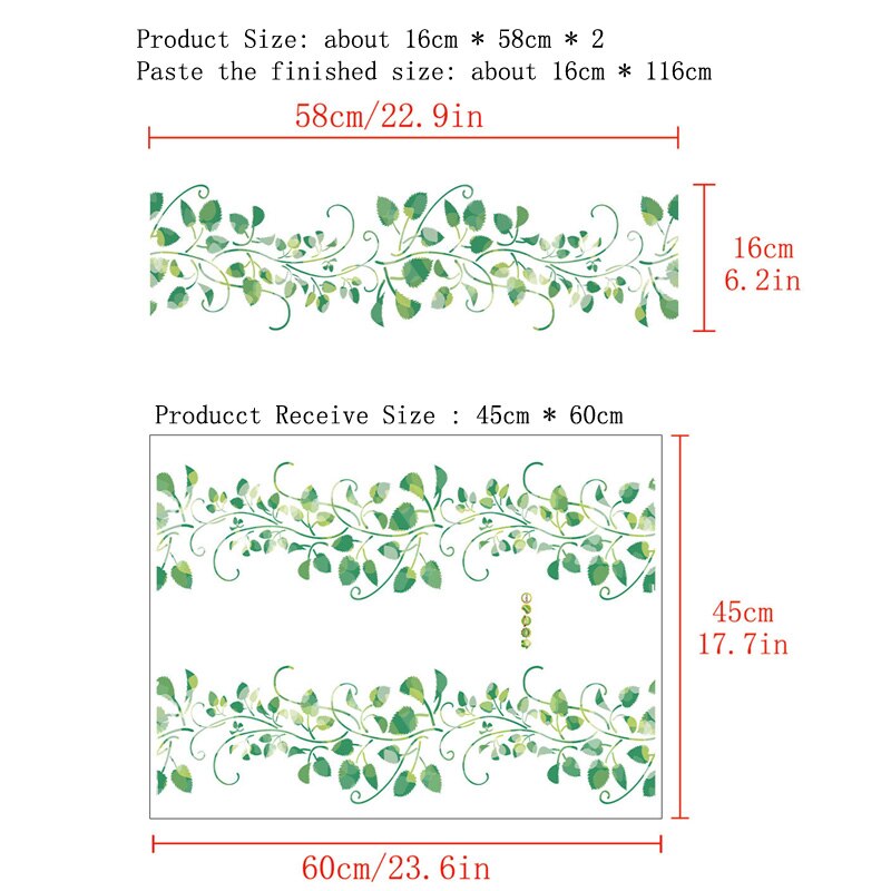 HAOHUODUO Green Vine Leaves Wall Sticker – 22x28.7 Inch, Removable Decal For Living Room - View #8