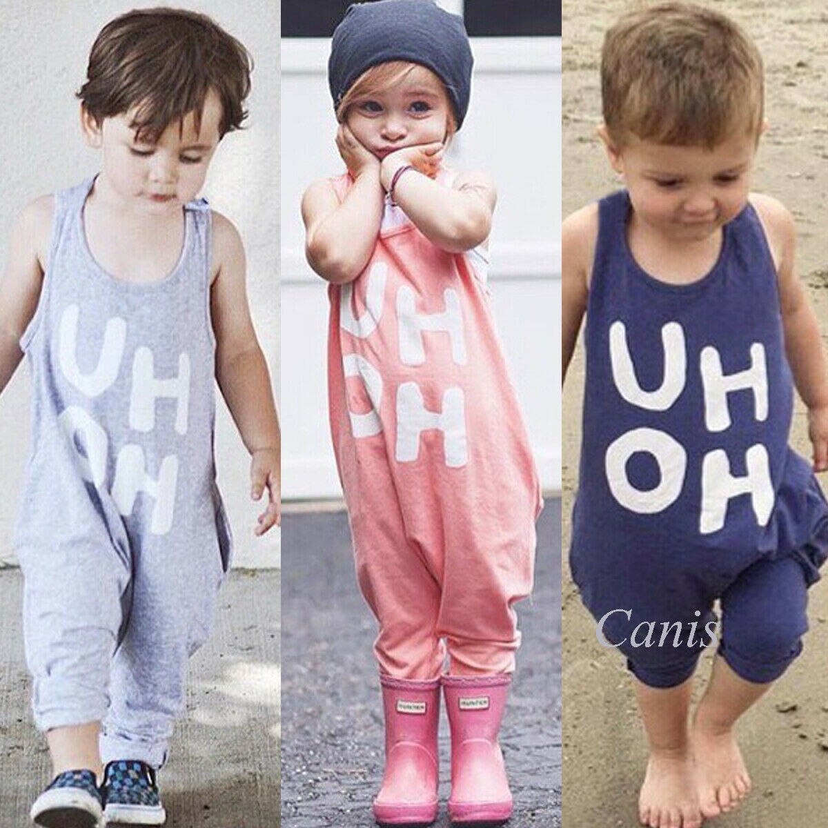 1-8Y Peuter Baby Jongen Meisje Zomer Toevallige Romper Mouwloos Brief Print Romper Overalls Outfits