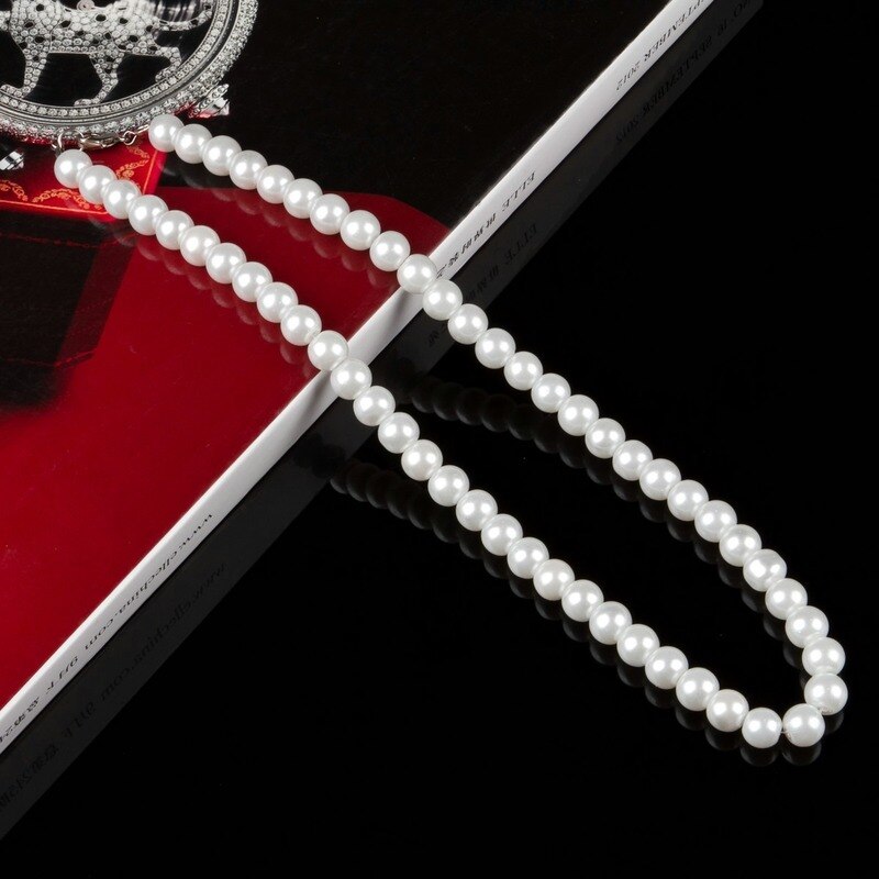 Neue Perle Halsketten für Frauen 8mm Simulierte Perle Kette Halskette Collier Femme Halsreif Hochzeit Braut Schmuck Party