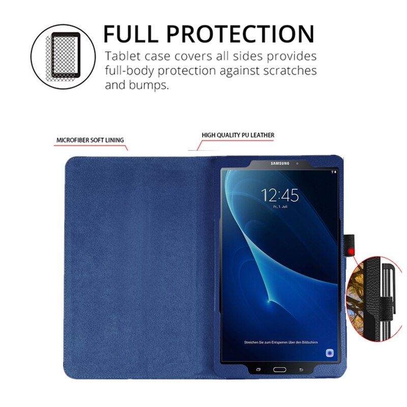 Etui na Tablet do Samsung Galaxy Tab A 10.1 2016 T580 T585 SM-T580 pokrywa Lichee styl skórzany składany stojak odwróć Tab A + film