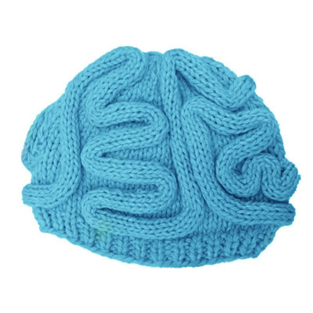 Hand Knitted Personality Brain Hat Kids Adults Crochet Beanie Cool streetwear Cerebrum Cap gorras para hombre casquette homme: Blue