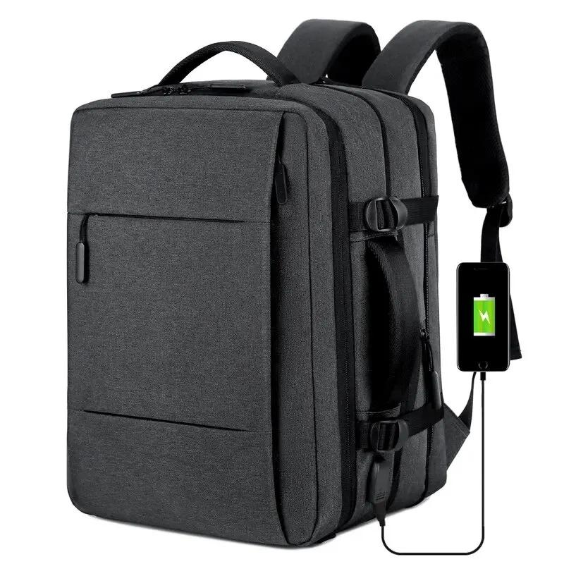 Classic Travel Backpack Men Business Backpack School Expandable USB Bag Large Capacity Laptop Waterproof Backpack