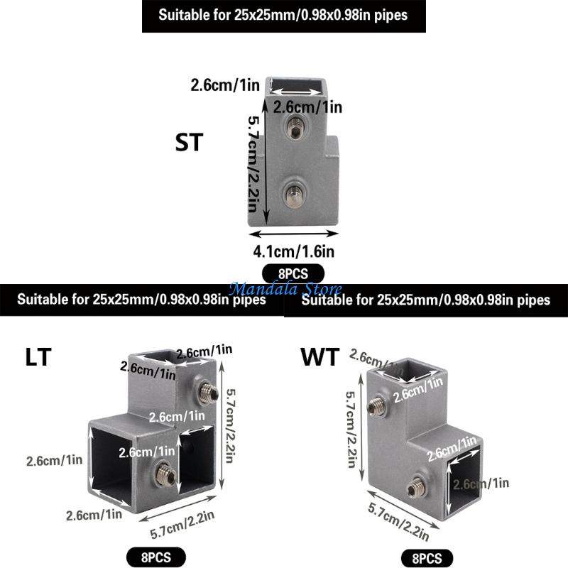U2JC Aluminium vierkante buisconnector Vervanging Verbindingsbevestiging Vaste verbinding 3-weg pijpmontage Eenvoudig te