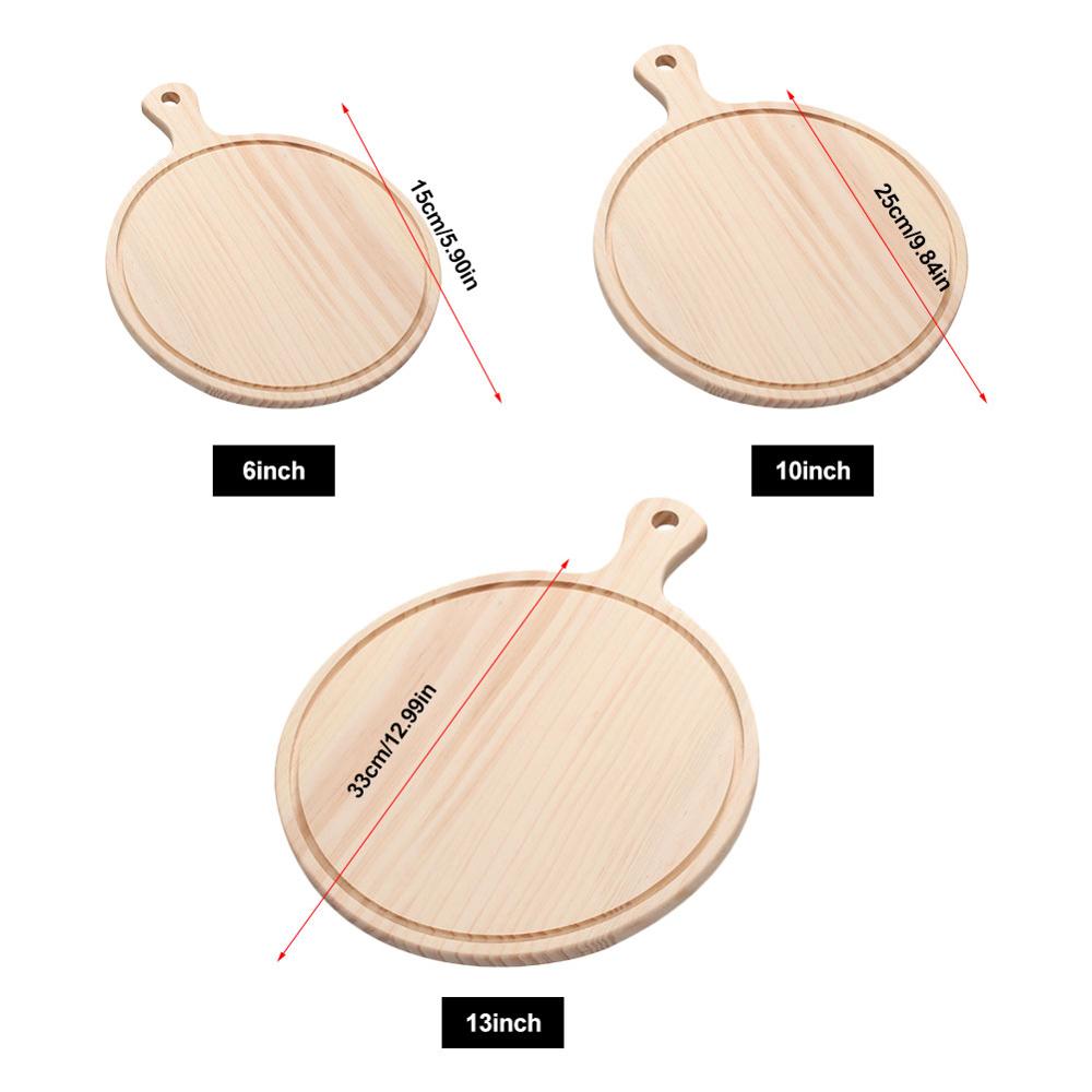 Wooden Round Pizza Board Wooden Tray Western Food Cut Bread Steak Cake Solid Wood Pizza Board Bottom Support Pizza Board