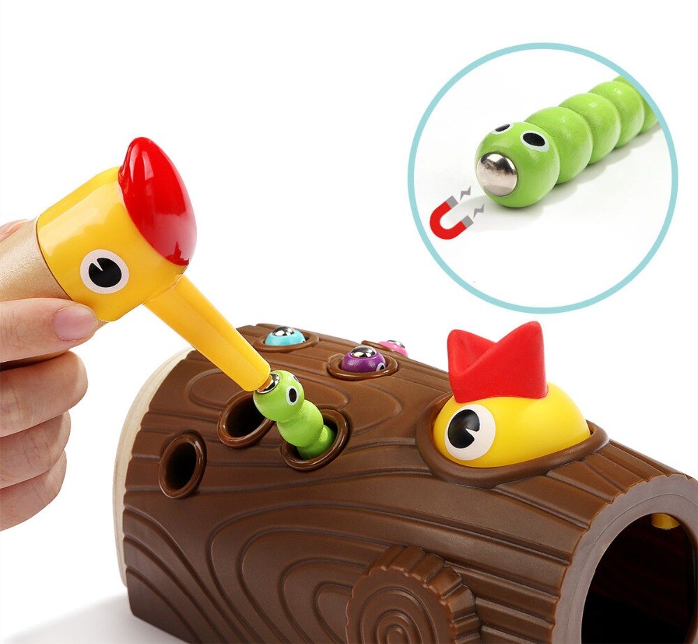 Kinderen Onderwijs Speelgoed De Vogels Vangen Wormen Magnetische Speelgoed Grappig Voeden Bugs Te Specht Game Houten Speelgoed Cadeau Voor Kinderen