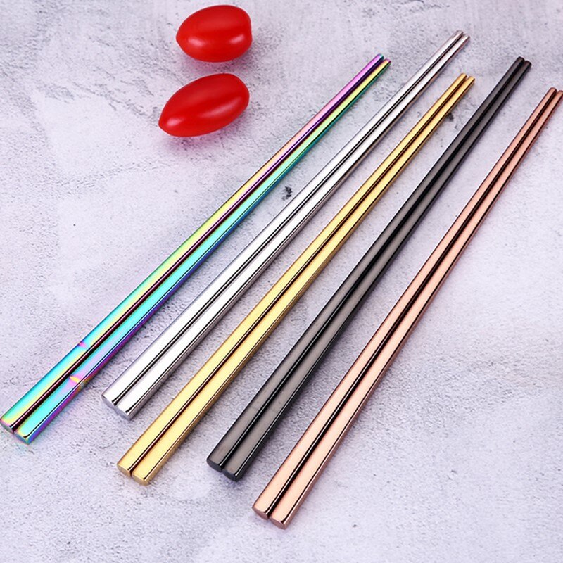 1 Paar Metalen Chop Sticks Rvs Eetstokjes Servies Zilver Goud Multicolor Wedding Party Festival Supplies