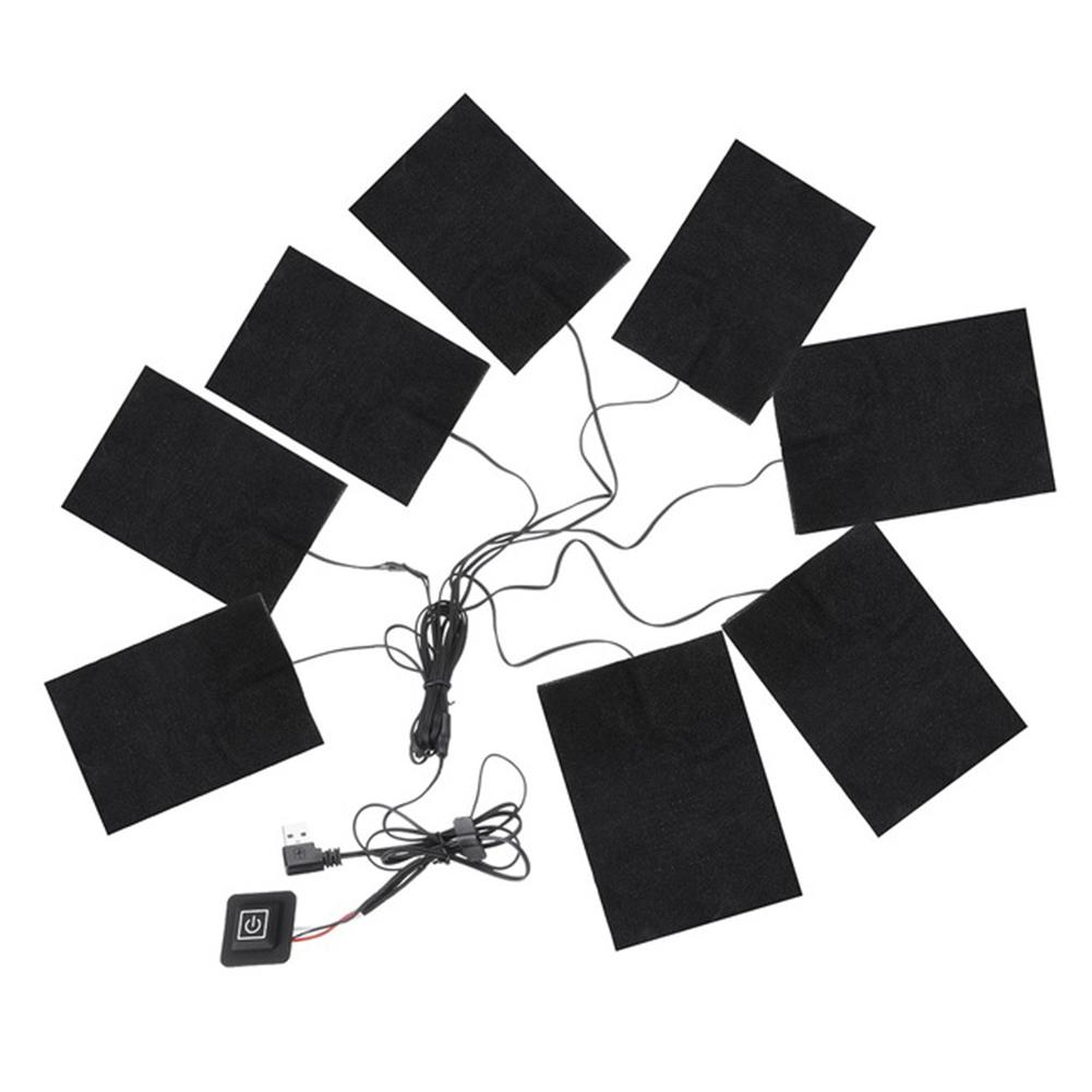 8-in-1 USB Elektrische Kleding Verwarming Pad Koolstofvezel Verwarmde Kleding Pad Met Verstelbare Derde Versnelling Mat vel Heater