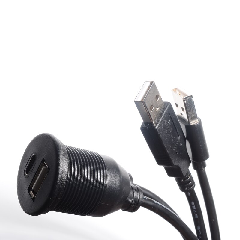 Type C 2.0 and USB 2.0 Male to Female AUX Car Mount Flush Cable Waterproof Extension for Car Truck Boat Motorcycle Dashboard