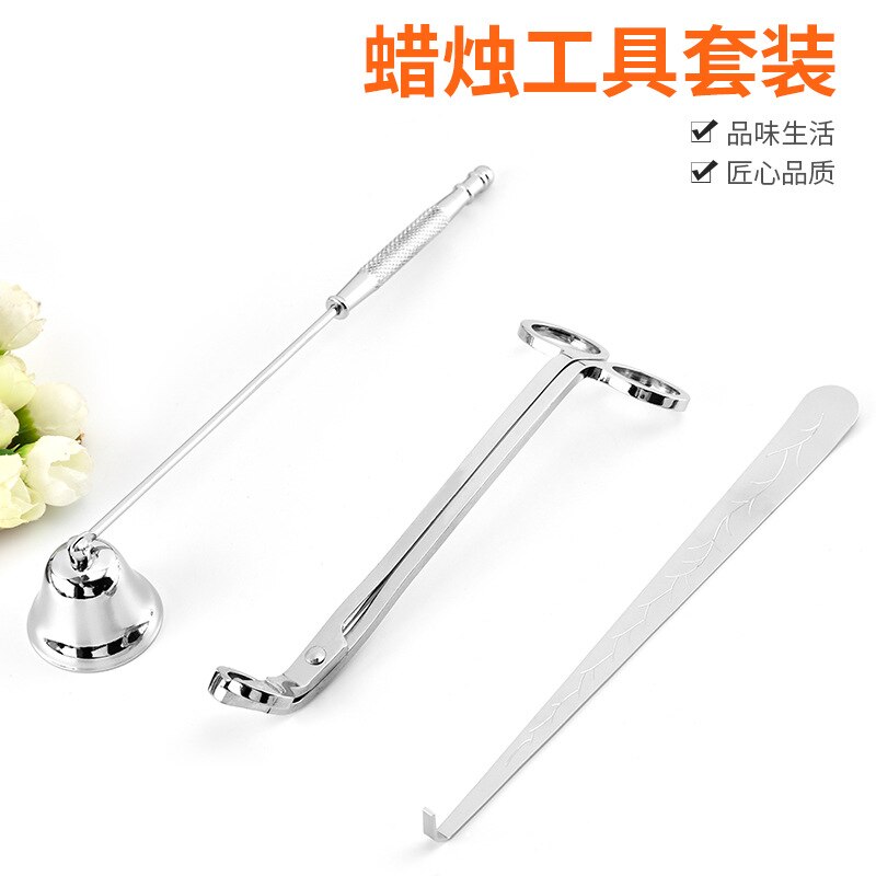 3pcs/set Stainless Wick Snuffer Tool Hook Clipper Steel Candle Trimmer Oil Lamp Trim scissor tijera tesoura Cutter: A3