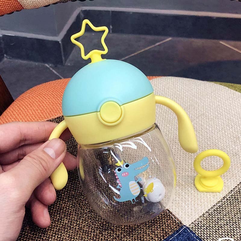 Baby Learning Drinking Cup 240ml 360 Degree Trainer Cup No-Spill Trainer Cup Two Handles For Infant Baby Miracle Trainer Cup: Yellow Green