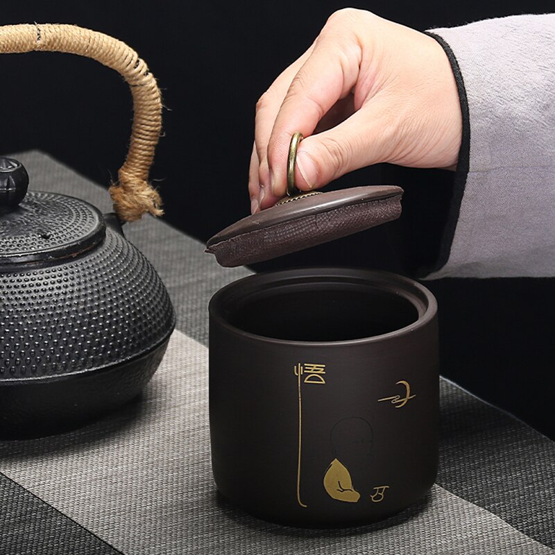 Caja de almacenamiento de té verde Puer de arcilla púrpura, lata de galletas, tarro de caramelo, frutos secos, caja de sellado, tanques de viaje, caja de hojas de té
