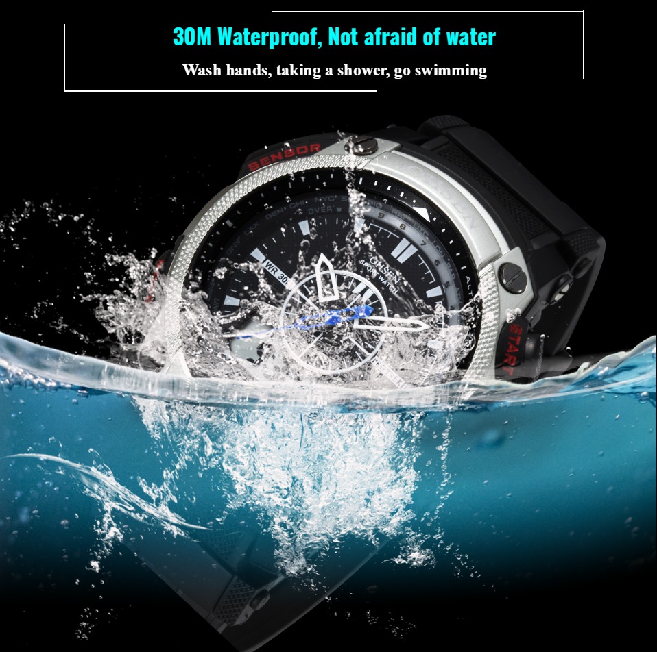 Ohsen Digitale Quartz Heren Mode Horloges Mannelijke Rubber Band Zilver Lcd Waterdichte Sport Cool Horloges Relogio Masculino