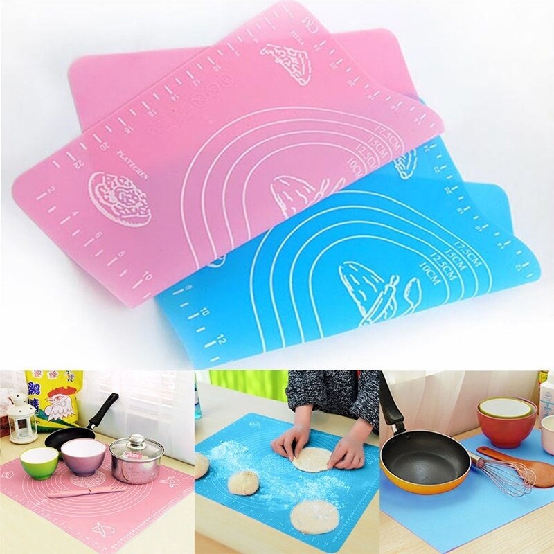 Tapete antiadherente de silicona para hornear, tapete para cortar arcilla Fondant, estera a prueba de fugas, accesorio de herramienta de cocina, 2 colores