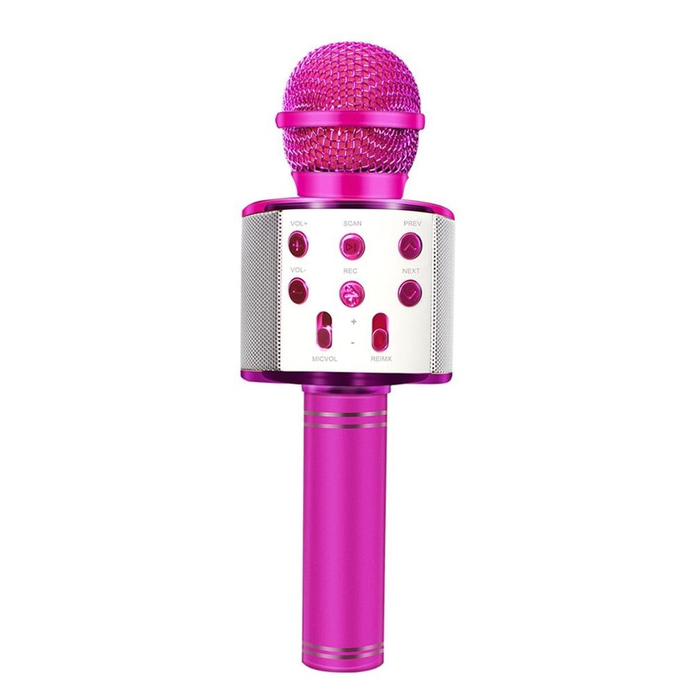 Professionele WS-858 Handheld Ktv Microfoon Draagbare Draadloze Karaoke Thuis Mic Speaker Speler Microfoons: pink