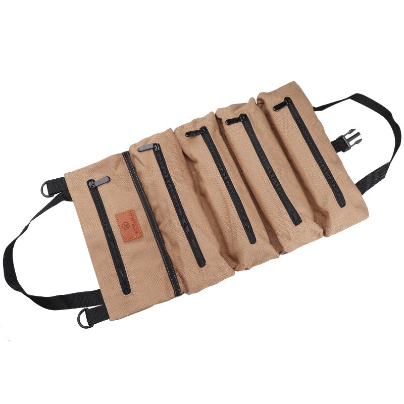 Canvas Rolling Tool Bag Roll Multi-Purpose Tool Roll Up Bag Wrench Roll Pouch Hanging Tool Zipper Carrier Tote