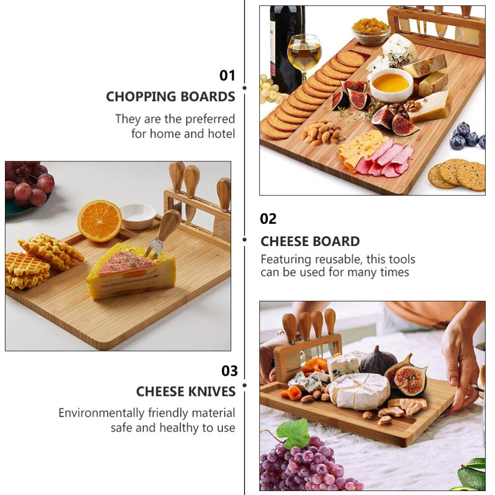 1 sæt aftagelig genanvendelig komplet sikker miljøvenlig ostekniv ostebord skærebrætter