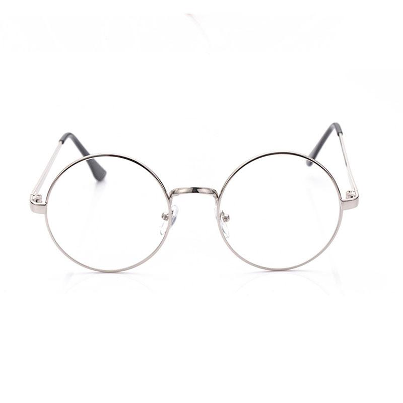 Round Reading Glasses Vintage Metal Frame Retro Personality Unisex College Style Eyeglass Clear Lens Eye Glasses Frames: B1