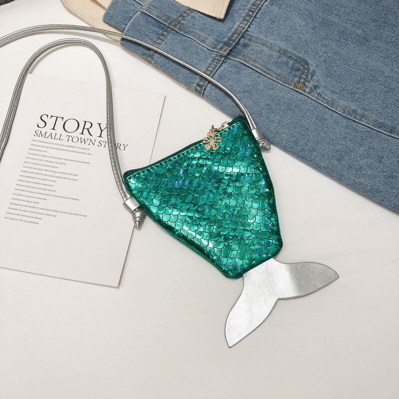Dziewczęce torby na ramię syrenka mini Crossbody moneta torebka etui z miejscem na karty: zielony