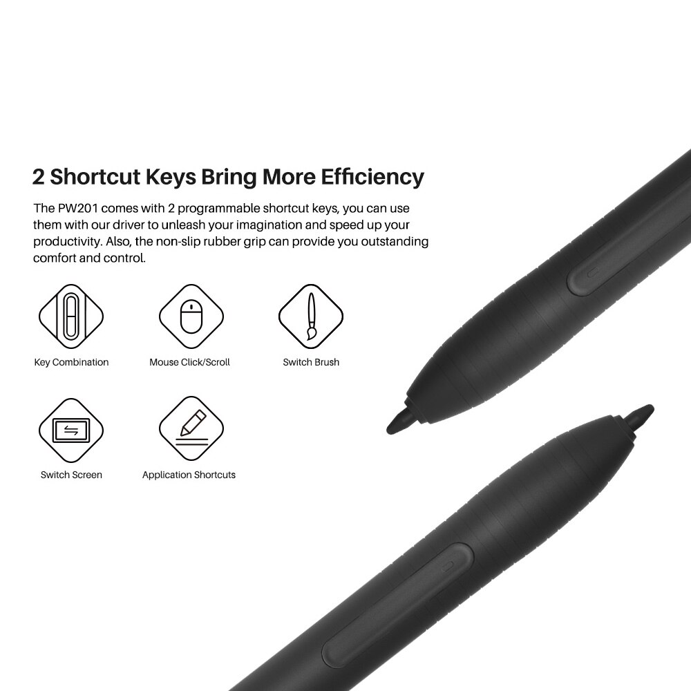Huion PW201 Digital Pen With 4096 levels Battery-free Digital Pen with 2 Programmable Buttons for Huion H430P Graphic Tablet