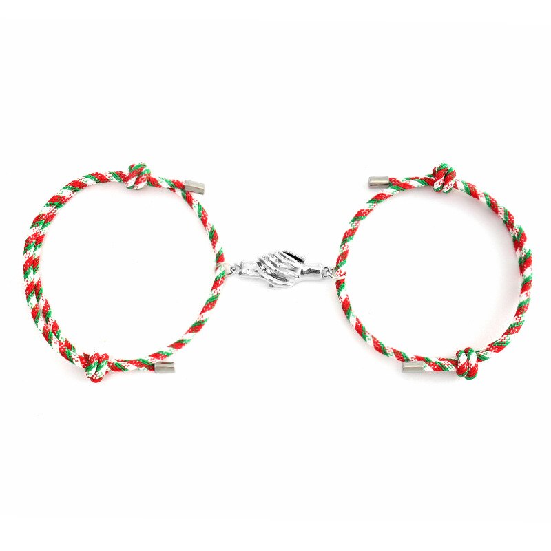 2 paia/pz braccialetto magnete di Design a forma di mano braccialetto intrecciato alla moda in corda di milano bracciale regolabile abbinato coppia gioielli Bijoux: Mix