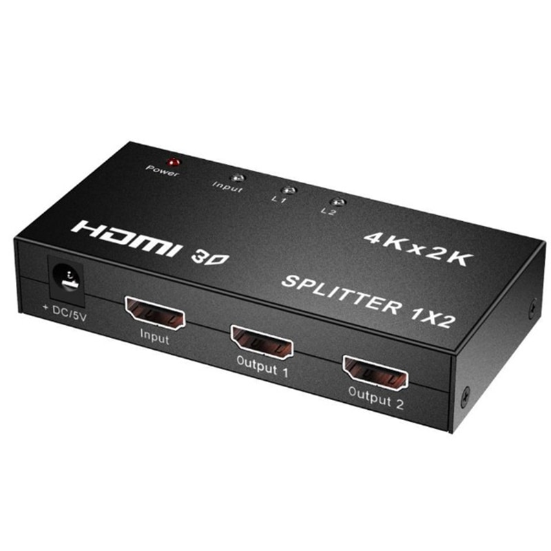 HDMI Splitter 1 in 2 Out HDMI V1.4 Supports Full 4K HD 1080P 3D Resolutions for DVD Player Laptop HDTV Display US Plug: Default Title