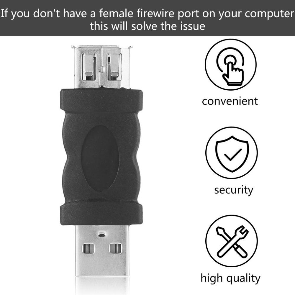 Firewire Ieee 1394 6 Pin Female Naar Usb 2.0 Type A Male Adapter Adapter Camera Mobiele Telefoons MP3 Speler pda Black