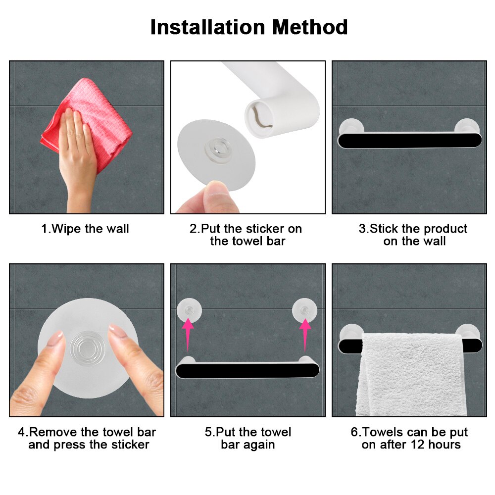 Self-adhesive Towel Rack Wall Mounted Bathroom Organizer Towel Hanger Kitchen Bathroom Shelf Towel Bar Bathroom Accessories