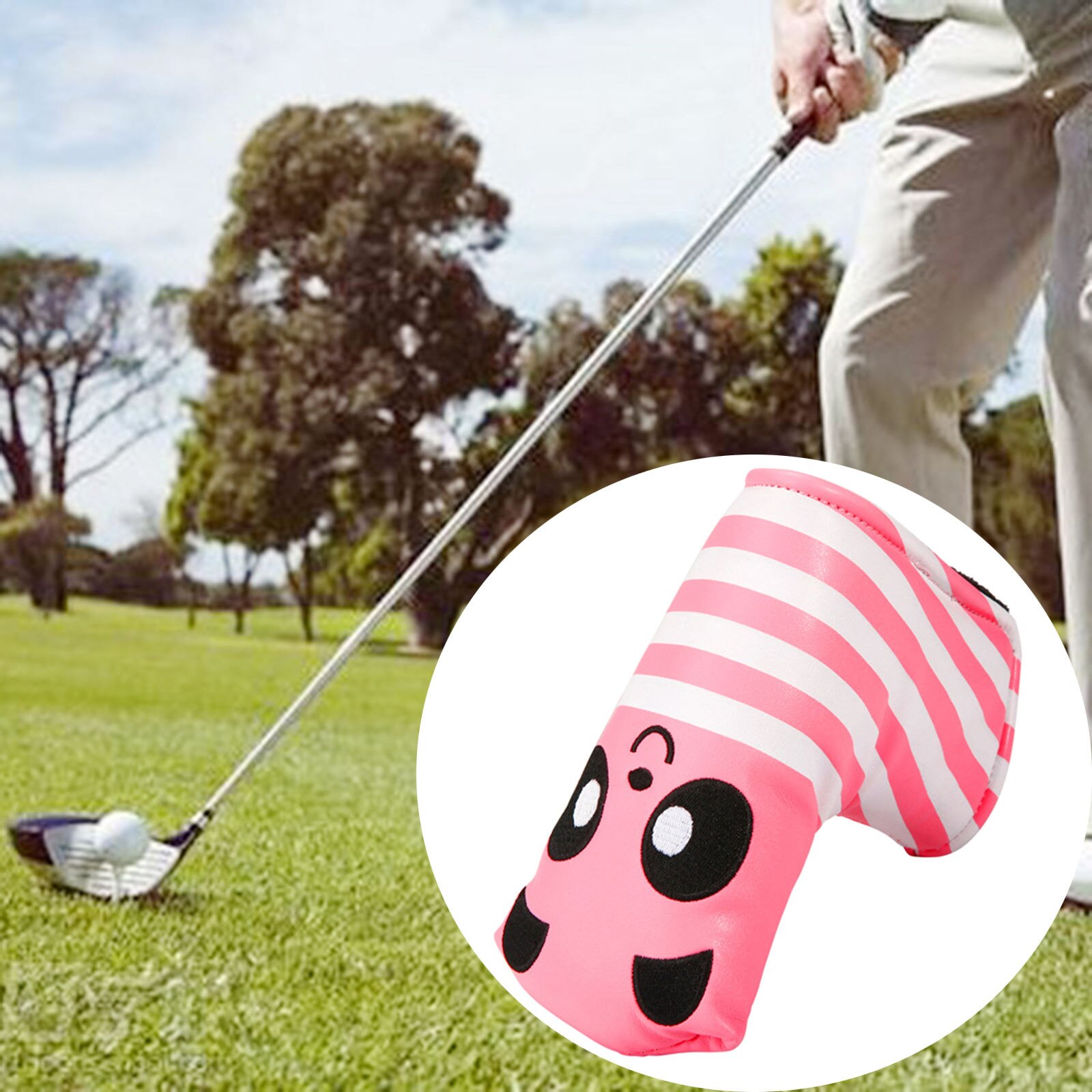 1PC Karikatur Stil PU Schutz Passt Universal- Treiber Leder Stil Golf Holz Kopf Abdeckung Golf Kopf Abdeckung Putter Fahrrinne holz: Rosa Putter Startseite