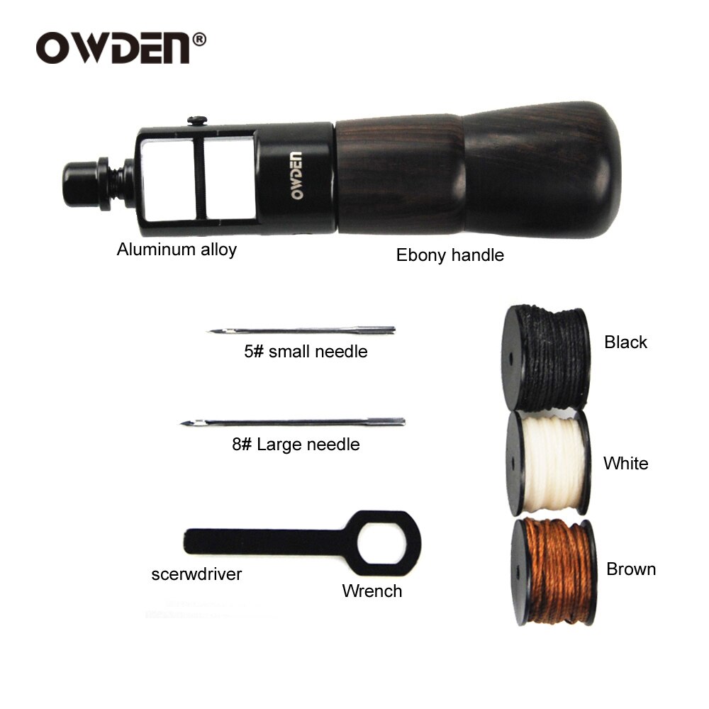 OWDEN-punzón de costura de cuero, herramienta con hilo de coser y aguja para Zapatero, punzón rápido, Kit de costura de cuero