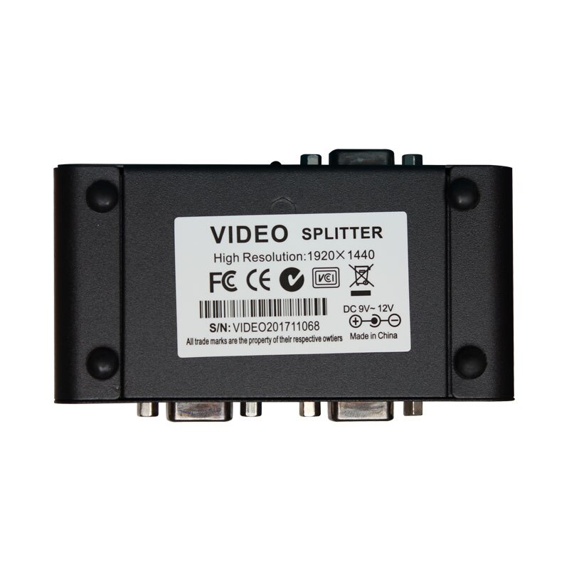 V1S2 1 to 2 ports VGA video splitter duplicator 1-in-2-out 450MHz device cascadedable Boots Video Signals 1920*1440