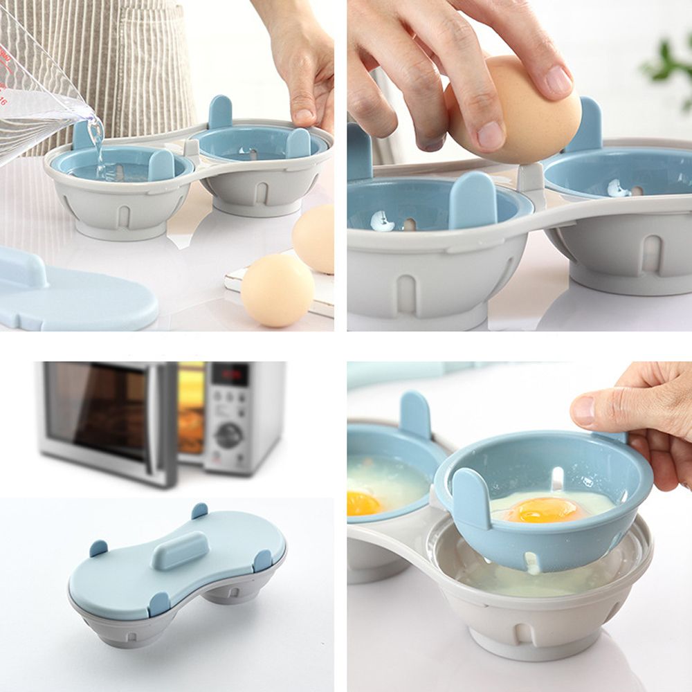 Double Cup Egg Pot Pancake Maker Poaching Pods Boiler Eggs Mold Egg Poacher Microwave Ovens Pan Cooking Tool Kitchen Accesorioes